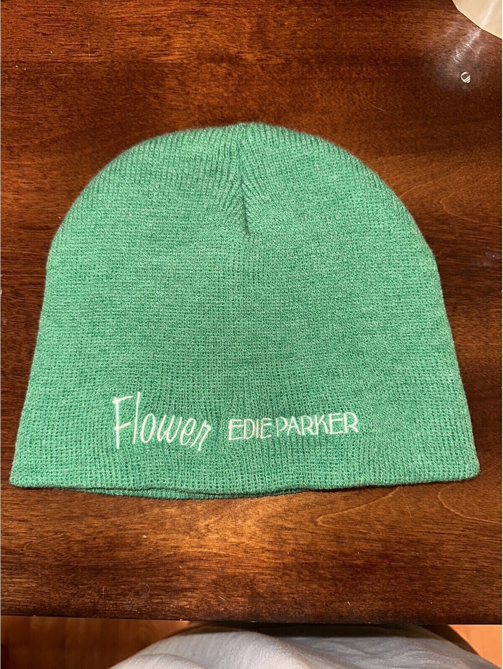 Edie Parker Cnnbis Authentic Merch Green Knit Beanie Hat O/S